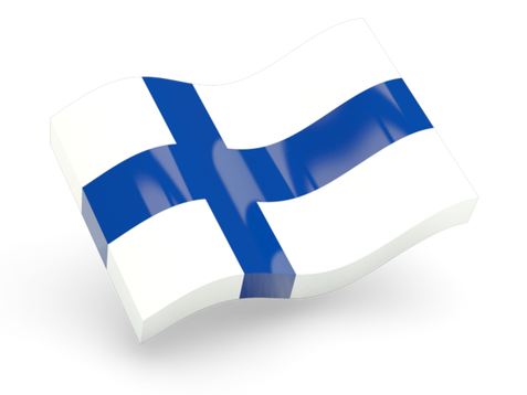 Suomen liehuva lippu.